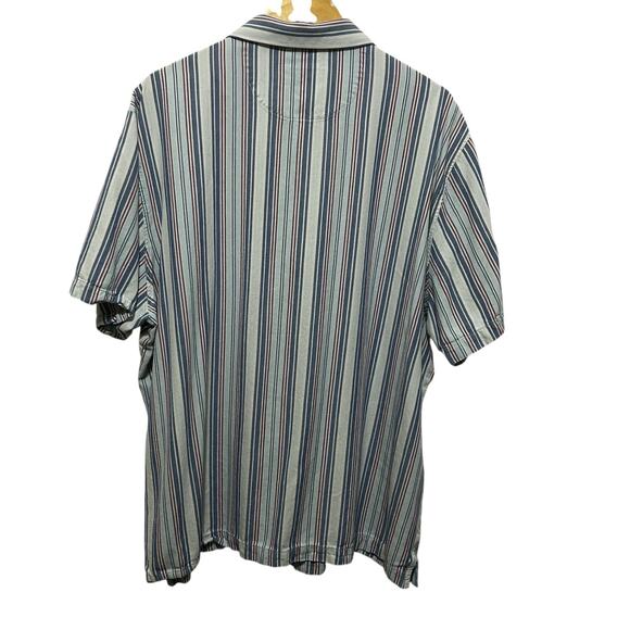 Tommy Bahama Mens XXL Silk Shirt Beige Blue Stripe Button Up Camp Retro - Picture 3 of 8